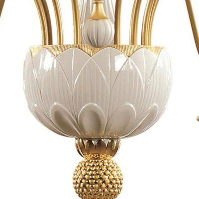 Lighting Lladró  | Ivy And Seed 16 Lights Chandelier. Large Flat Model. Golden Luster (Us)