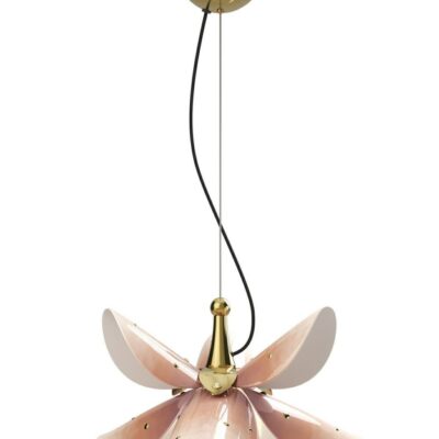 Lighting Lladró  | Blossom Hanging Lamp. Pink And Golden Luster. (Us)