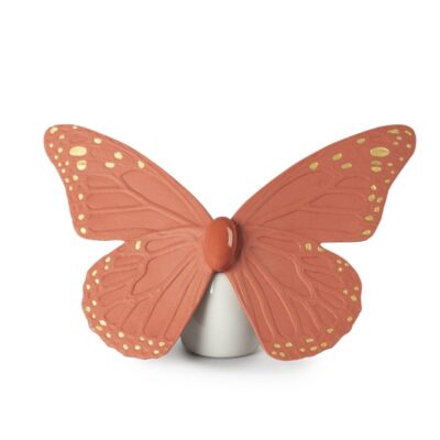 Gifts Lladró  | Butterfly Figurine. Golden Luster & Coral