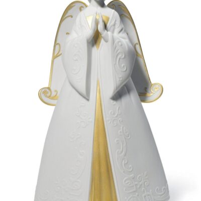 Gifts Lladró  | Praying Cantata Angel Christmas Ornament. Golden Lustre