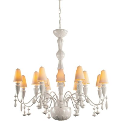 Lighting Lladró  | Ivy And Seed 16 Lights Chandelier. Medium Flat Model. White (Us)