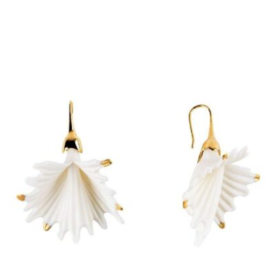 Jewelry Lladró  | Actinia Short Earrings. White And Golden Luster