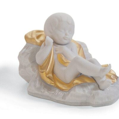 Gifts Lladró  | Baby Jesus Nativity Figurine. Golden Lustre