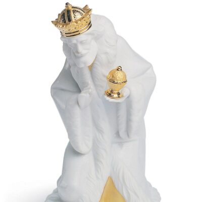 Gifts Lladró  | King Melchior Nativity Figurine. Golden Lustre