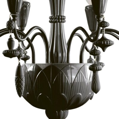 Lighting Lladró  | Ivy And Seed 8 Lights Chandelier. Absolute Black (Us)