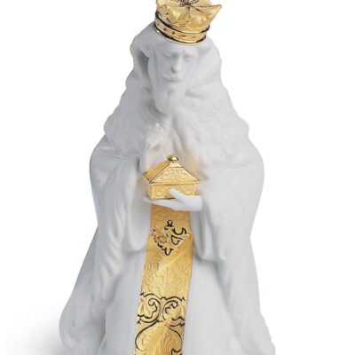 Gifts Lladró  | King Gaspar Nativity Figurine. Golden Lustre