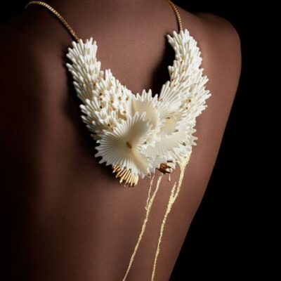 Jewelry Lladró  | Actinia Necklace. White And Golden Luster