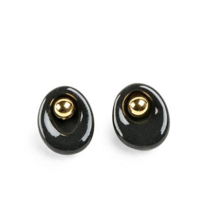 Jewelry Lladró  | Golden Pebbles Stud Earrings. Black And Golden Luster